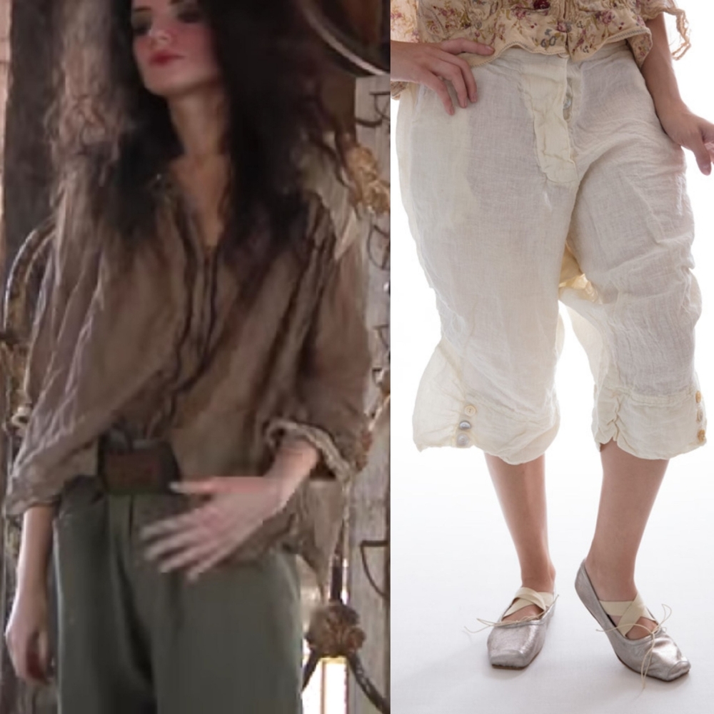 Magnolia pearl leila blue pants jeans khaki jean trousers bloomers OS linen 007